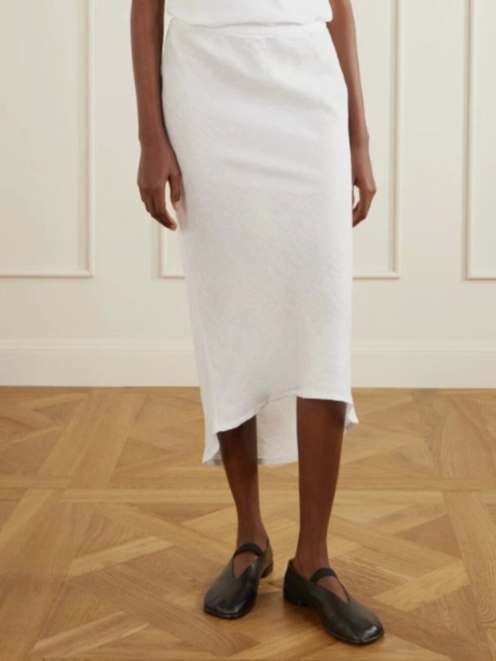 James Perse Los Angeles Linen Canvas Midi Skirt Pull-on Asymmetrical XS-0 290225